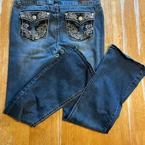 Wallflower Dark Blue Embroidered Bootcut Jeans